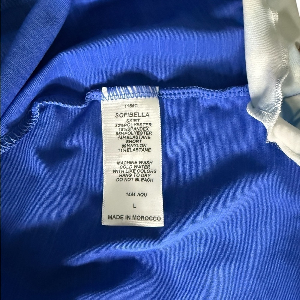 Sofibella 14 inch Tennis Skirt Cobalt Melange and Aqua Size Large - Picture 6 of 10